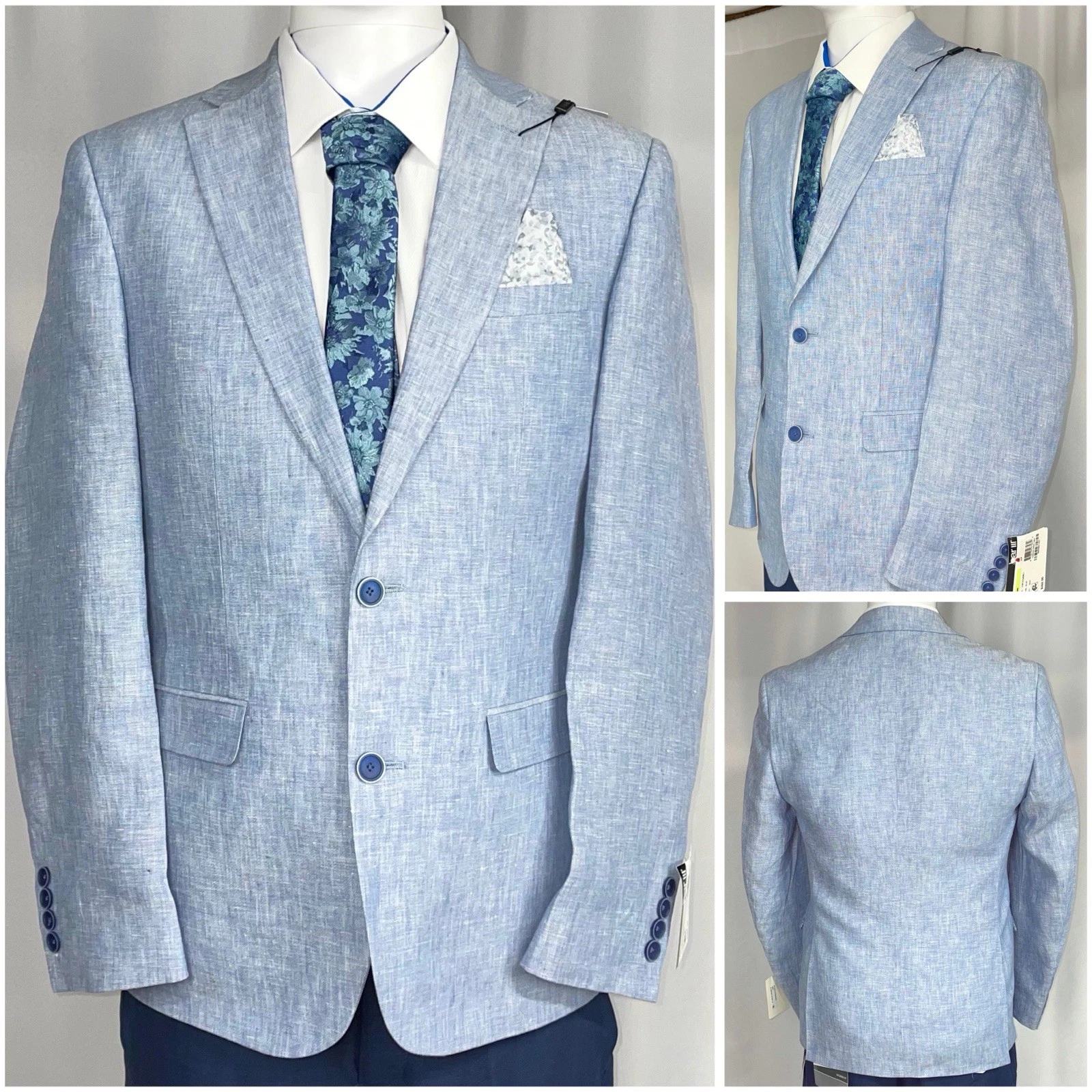 Bar Ill Mens Slim fit Suit Jacket Blazer 38L Light Sky Blue Linen New NWT
Opens in a new window or t