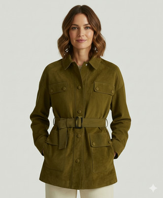 Handgefertigte Jacke Wear Olivgrün Wildleder Leder Freizeit Damen Motorrad Echt