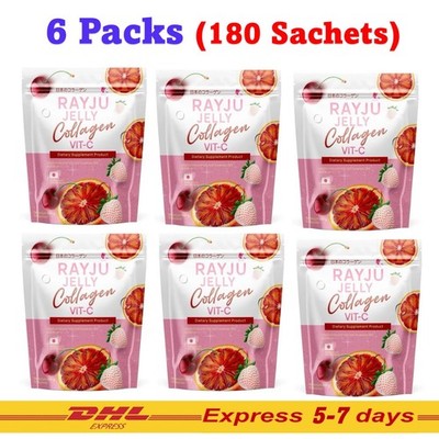 6 x Rayju Jelly Collagen Vit C Dietary Supplement Brighten Skin 30 Sachets