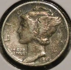 Silver Dime - Mercury - 1937 (Tarnished after old cleaning) [41]