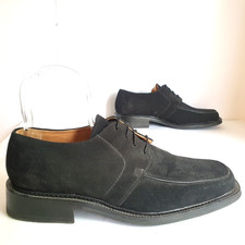 Aquila Shoes Sz EU 46 Black Leather Suede Lace Up Dress Square Toes Heels Mens
