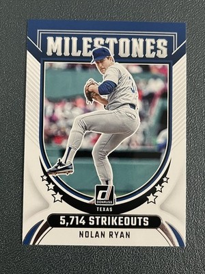 Nolan Ryan 2024 Panini Donruss Baseball Milestones Insert #1 Texas Rangers