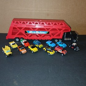 Vintage Galoob Micro Machines Semi Truck Car Hauler Filled With Cars
