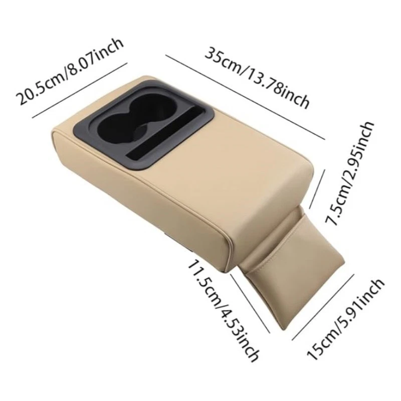 Car Center Console Pad with Storage Pocket Car Armrest Cushion with Cup Holder - Image 4 of 4