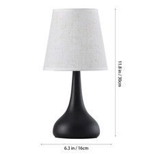Linen Shade Table Lamp Bedside Night Light W/ Teardrop Base for Bedroom Reading