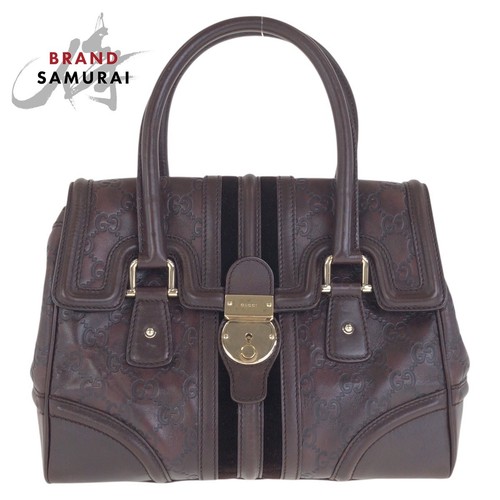 Excellent Condition GUCCIssima Brown Gold Hardware Leather 154382 Handbag Ladies