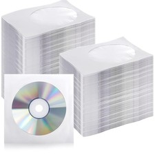 Fasmov 1000 Pack Thick White Paper CD DVD Sleeves Envelope with Clear Window and