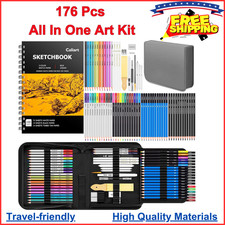 176 Pcs Art Supplies Sketching Kit With 100 Sheets 3-Color Sketch Book, Graphite