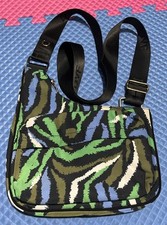 Diane Von Furstenberg Disco Zebra Green Utility Crossbody Bag Purse