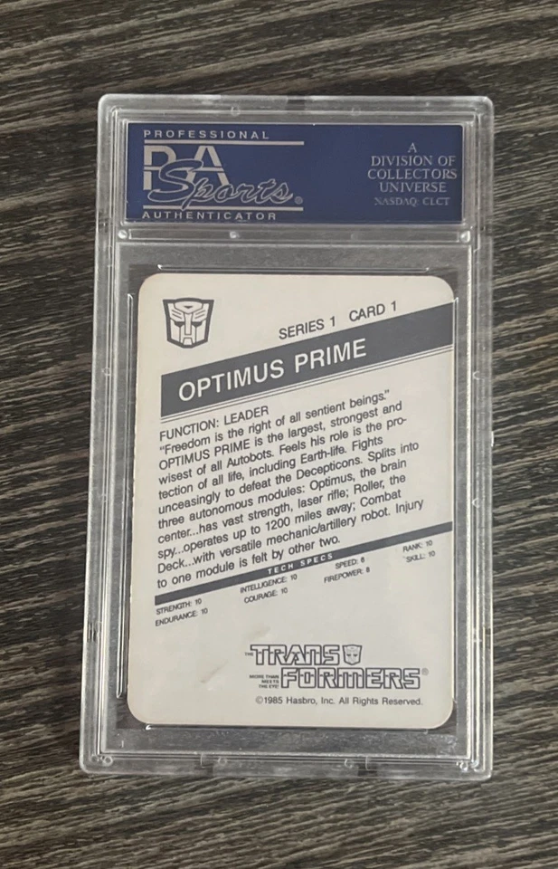 1985 Hasbro Transformers Optimus Prime Autobots Rookie RC #1 PSA 8 NM-MT LOW POP - Image 2 of 2