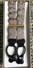 Vintage Trafalgar NOS Silk/Leather Suspenders Braces Paisley New In Package