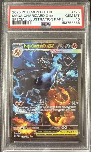 Mega Charizard X ex #125/094 - 2025 Pokemon ME Phantasmal Flames - PSA 10!!