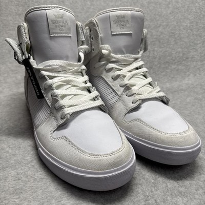Supra Vaider White Leather Classic High Top Skate Shoe Sneakers Men s 14