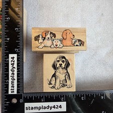 VTG PSX Rubber Stamp Dogs D-796 All Night Media 1990 315E Puppy Border Rare