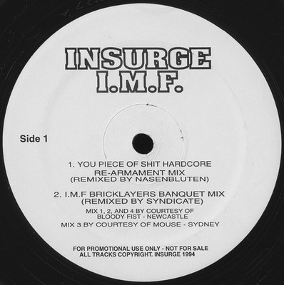 Insurge - I.M.F. Bloody Fist Remixes GABBER HARDCORE TECHNO Warner W12-17327