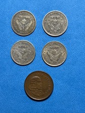 South Africa- Four Silver 3d 1926-1940 and 1c 1966