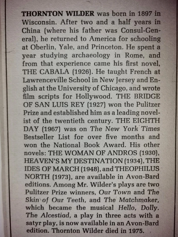 The Long Christmas Dinner And Other Plays by Thornton Wilder 1980 Avon Bard PB  - Image 4 of 4