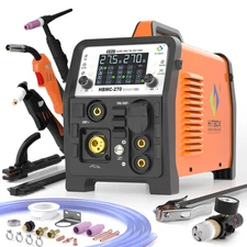 HITBOX 6-in-1 ARC Gas/Flux Cored Spot MIG Welder HF TIG Plasma Cutter Welder Pro