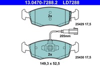 Bremsbelagsatz Scheibenbremse ATE Ceramic 13.0470-7288.2 FüR Punto EVO Fiat 500