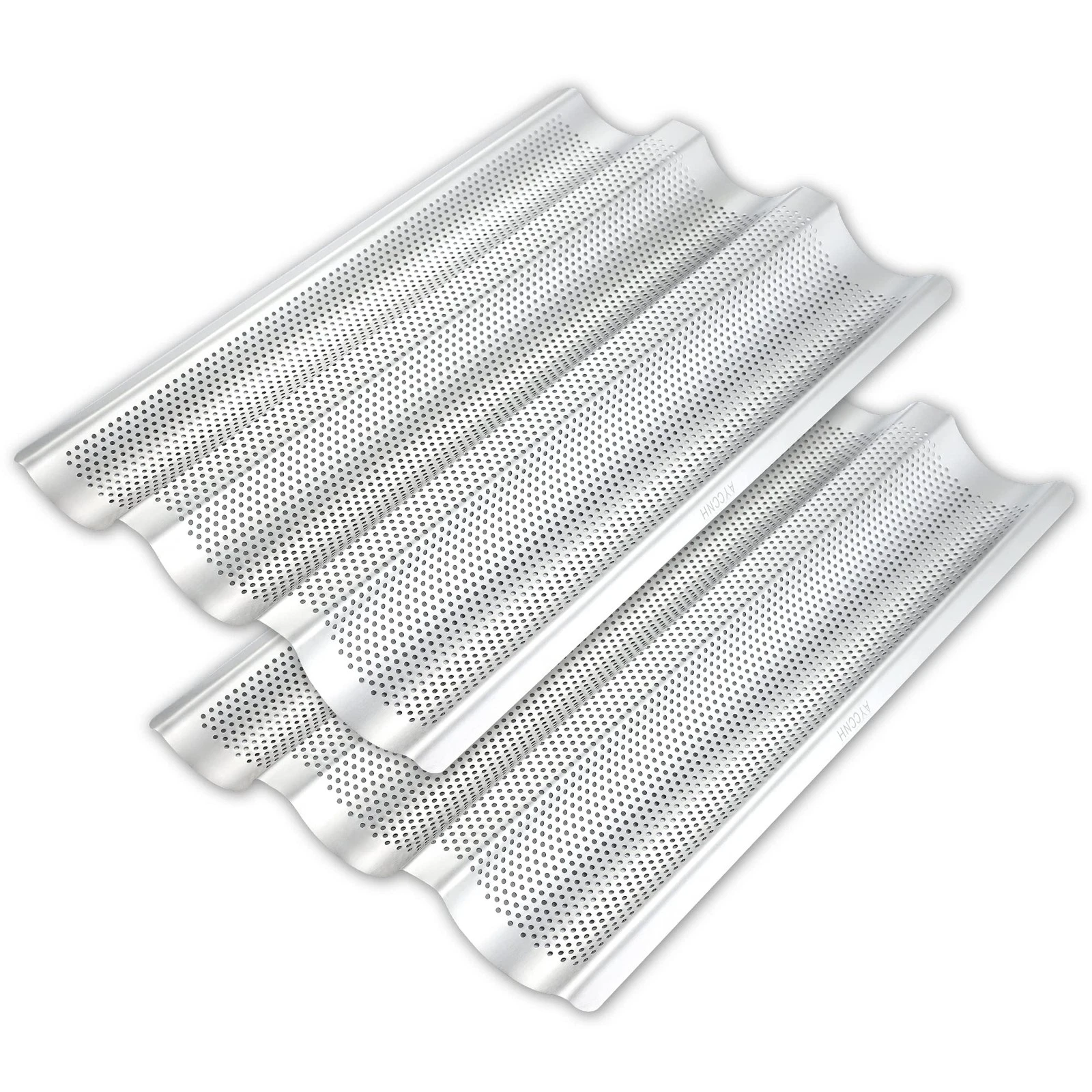 Bread Pan 2 Pack Stainless Steel Perforated 15"x10" 3 Waves Toaster Oven