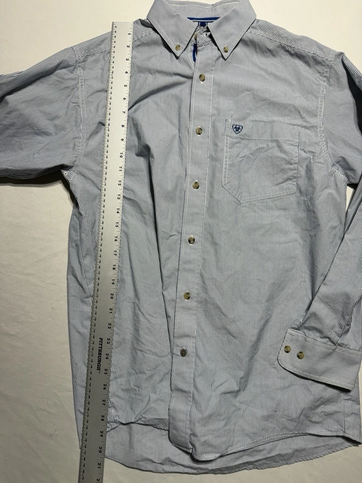 Camisa Ariat Pro Series Abotonada Azul Rayas Manga Larga Ventilación M Foto 2 de 4