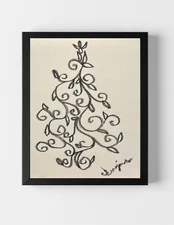 GUAJARDO Original Contemporary Pop Art Tree Sketch-4 11X8.5 Paper Signed Art