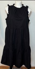J.Crew Women’s Re-Imagined Black Tiered Dress Pockets Sleeveless Casual