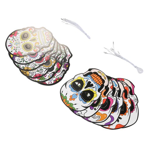 12pcs Day Of The Dead Mask With Elastic Band Attractive Halloween Mask For Ha UK - Picture 11 of 23