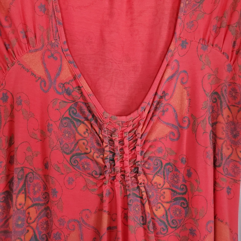 Fresh Produce Vestido Midi Cachemira Floral Pullover Mangas Cortas Playa Verano Largo Foto 3 de 4