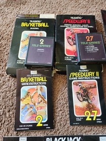 Sears Telegames Atari 2600 Games Speedway 2, Target Fun, Tank-Plus, Basketball