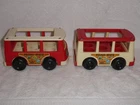 Fisher Price Little People Vintage #1 Camping Red White Mini Bus Car Vehicle Lot