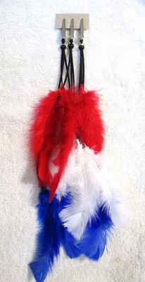 CHOICE of   3  Pc  PACKET  of  FEATHER CLIPS ASSORTMENT of  COLORS HAIR ROACH