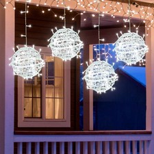 Outdoor Christmas Balls 4 Pack Hanging 11.8" LED Garden Sphere Tree Lights 8 ...
