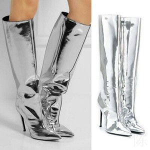silver boots metallic