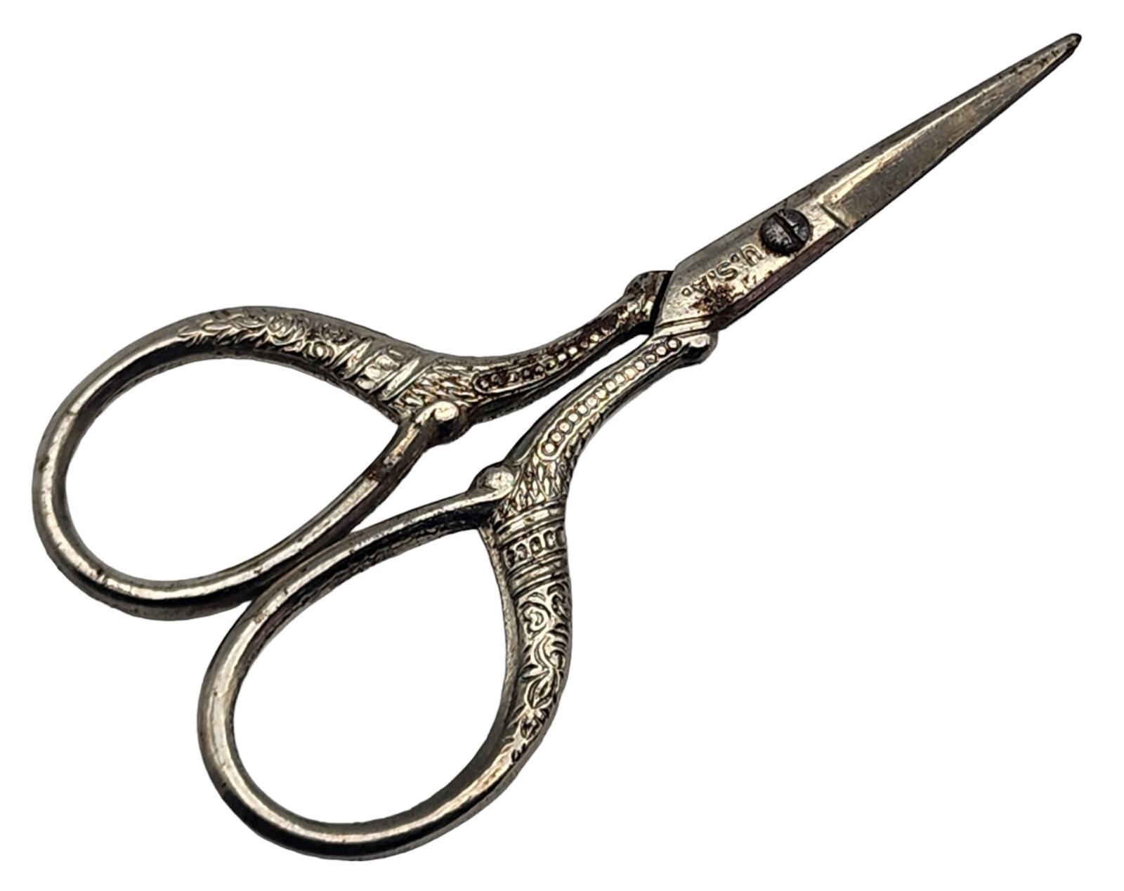 ANTIQUE Silver Sewing Thread Scissors Made in USA eBay