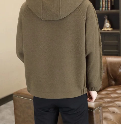 Abrigo de Invierno Mezcla de Lana para Hombres Nuevo Con Capucha Gruesa Lana Cálido Informal Corto Invierno Prendas para el torso - Imagen 3 de 8