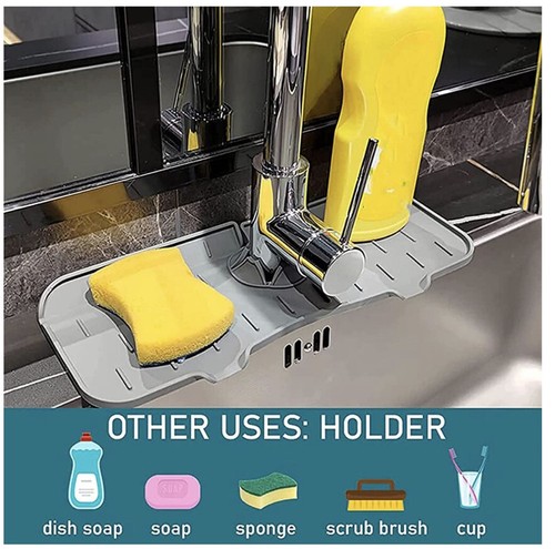 Küchenarmatur Spüle Spritzschutz Grau Silikon Abfluss Pad Wasserfang Matte 2 Stück - Bild 8 von 8