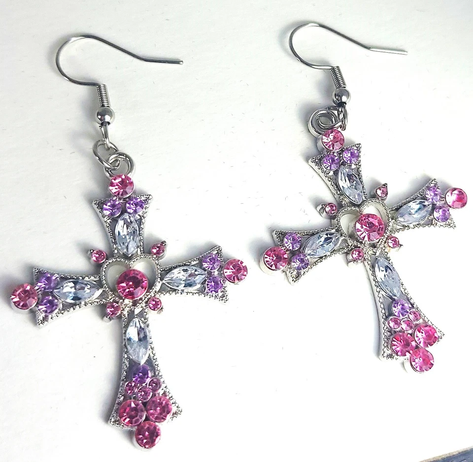 Brincos Deco gótico boho multicolorido sintético cúbico zircônia gancho cruzado - Imagem 4 de 4