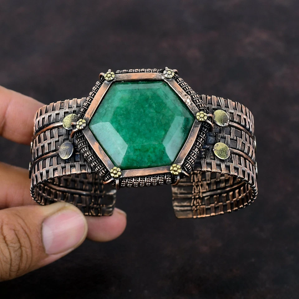 Brazalete brazalete de cobre ajustable regalo para mujer envuelto en alambre joyería Foto 2 de 4