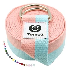 Tumaz Yoga Strap with Adjustable D-Ring Buckle, Durable Stretch Bands