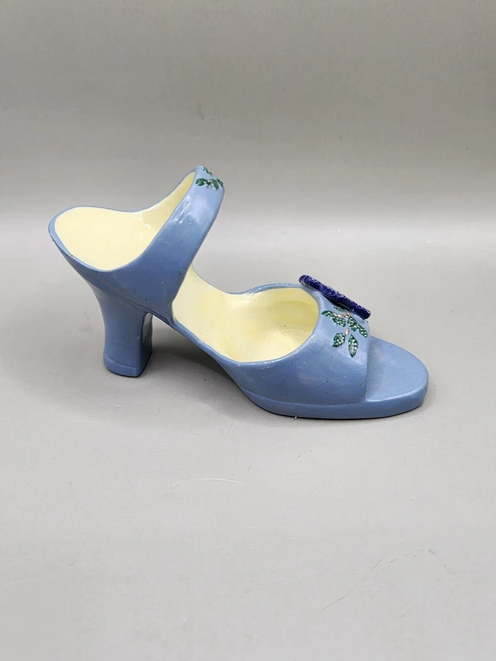 Figura de diseñador ZAPATO AZUL FLORAL TACÓN ALTO CERÁMICA COLECCIONABLE Foto 4 de 4