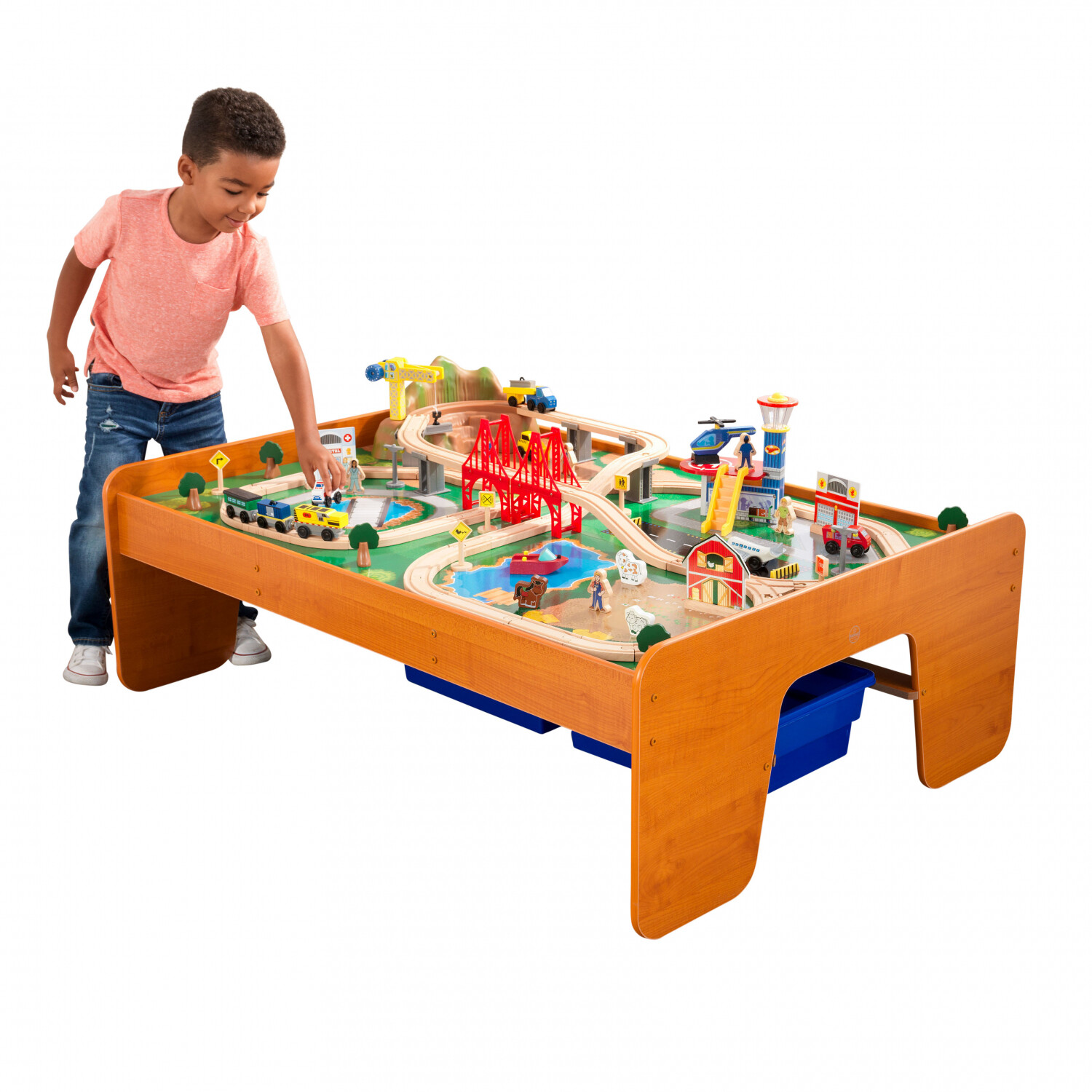 wooden train with table