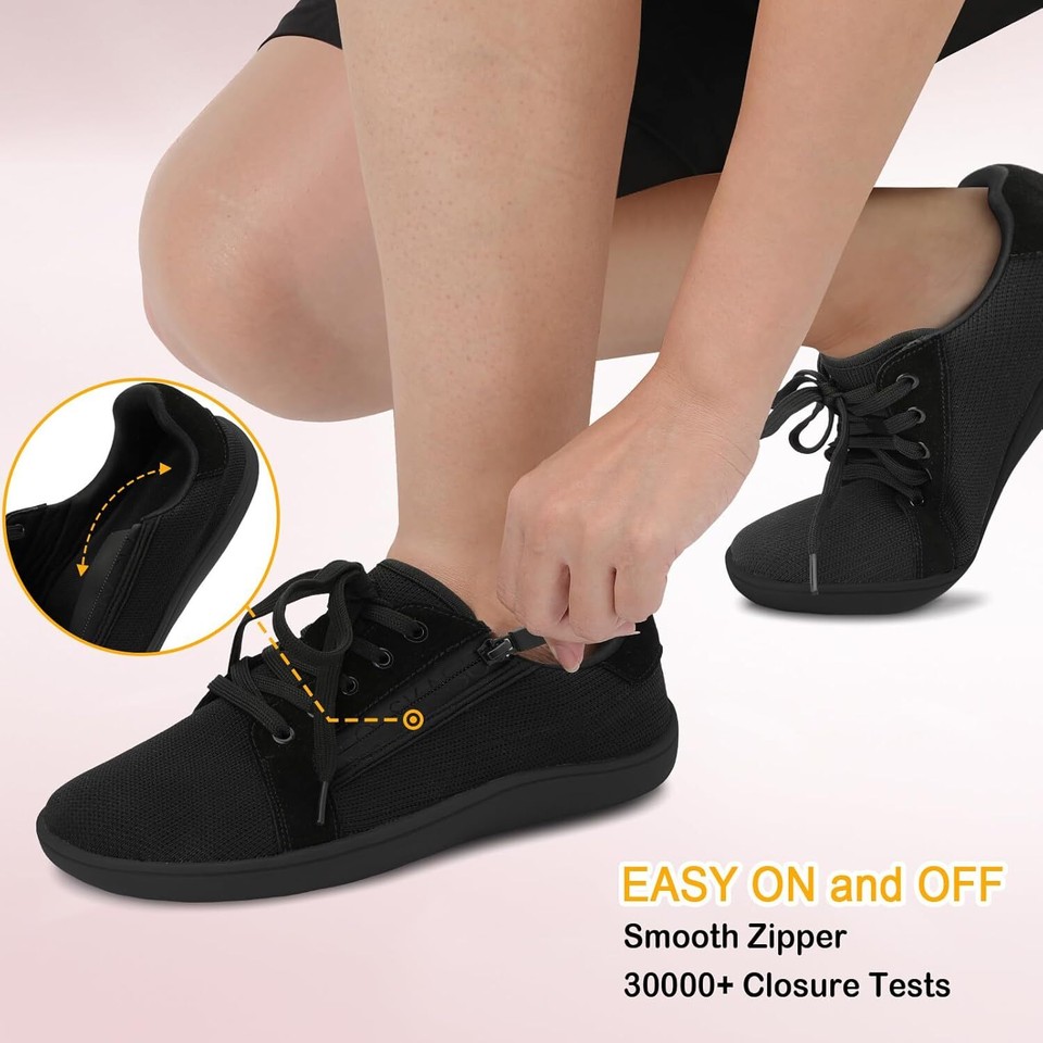 Womens Barefoot Walking Shoes Wide Toe Fashion Sneakers 7 Wide, Ablack