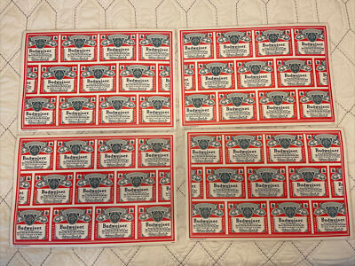 Vintage Budweiser Placemats!(Set Of 4)Unique old hard to find Item retro Items!