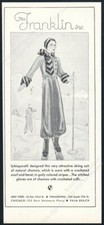 1930 Schiaparelli women's skiing suit art Mrs Franklin fashions vintage print ad
