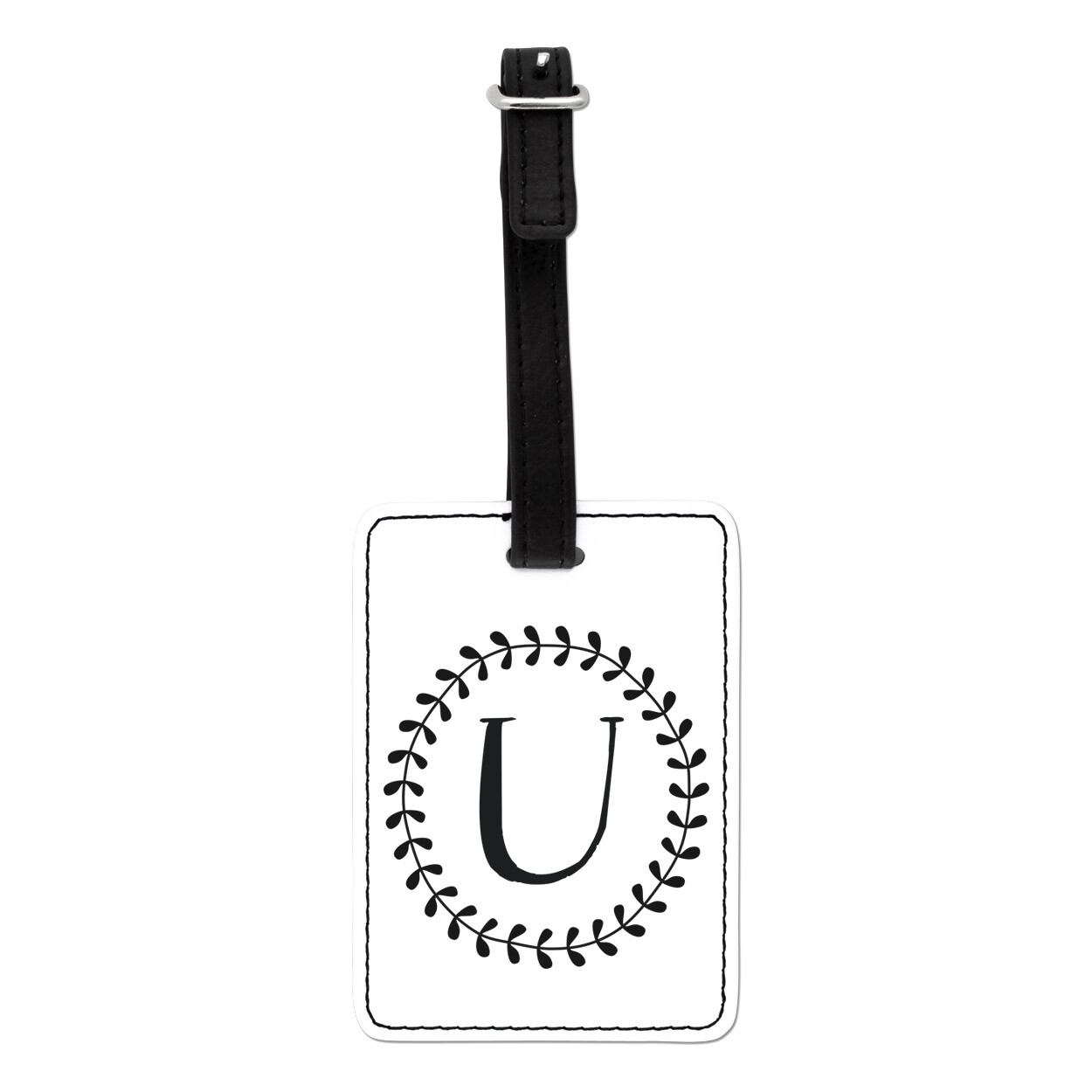 Letter U Floral Wreath Alphabet Visual Luggage Tag Suitcase Bag - Flowers