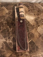 Chipaway Cutlery 12" Bowie Knife CW-3996BRB. Brown/Green/Purple Bone Handle S/H.