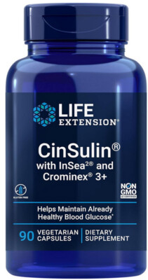 CINSULIN with INSEA 2 and CROMINEX 3+ BLOOD SUGAR SUPPORT 90 Caps LIFE EXTENSION