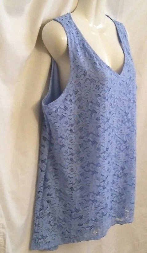 NUEVA CAMISETA SIN MANGAS MUJER ELLEN TRACY COMPANY AZUL FORRADA ENCAJE XL $69 NUEVA CON ETIQUETAS Foto 2 de 4