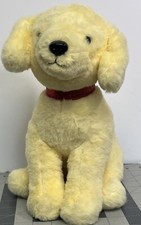 FAO Schwarz Dog Plush Yellow Lab Puppy Stuffed Animal Toy Red Collar 12  